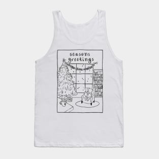 Seasons Greetings Black and White Postcard Tank Top